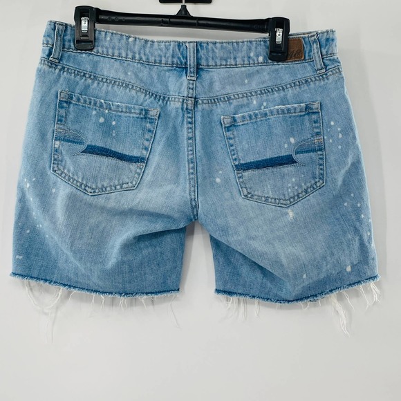 American Eagle Mid Rise Cut Off Raw Hem Short Distressed Bleached Tie Dye Size 6 - Picture 8 of 11